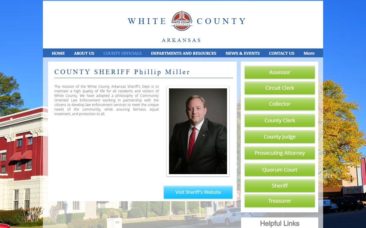 White County sheriff page with detention center contact for inmate lookup